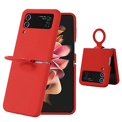 Coque en silicone anti-rayures avec anneau pour votre Samsung Galaxy Z Flip4 5G - rouge