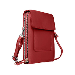 Avizar Pochette Bandoulière Smartphone en Simili cuir Sangle 130cm rouge