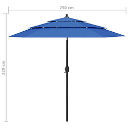 vidaXL Parasol de jardin à 3 niveaux avec mât en aluminium bleu azuré pas cher