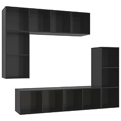 vidaXL Ensemble de meubles TV 4 pcs Noir brillant Bois d'ingénierie