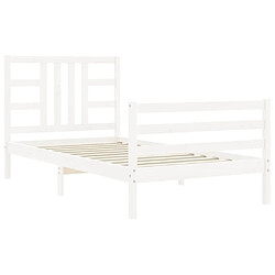 Acheter Vidaxl Cadre de lit avec tête de lit blanc simple bois massif