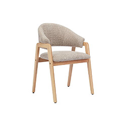 Acheter Vente-Unique Lot de 2 chaises avec accoudoirs en tissu bouclette et bois d'hévéa - Taupe et naturel - SOLUNA