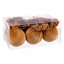 BigBuy Christmas Boules de Noël Multicouleur Doré Velours côtelé Foam 6 x 6 x 6 cm (6 Unités)