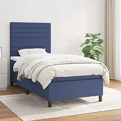 Maison Chic Lit adulte- Lit + matelas,Sommier à lattes de lit avec matelas Bleu 90x190 cm Tissu -GKD73461