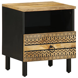 vidaXL Table de chevet noir 40x33x46 cm bois de manguier massif brut