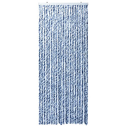 Acheter Decoshop26 Rideau contre insectes moustiquaire Bleu blanc et argenté 90x220 cm Chenille DEC022176