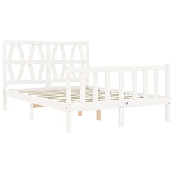 Maison Chic Cadre/structure de lit avec tête de lit pour adulte - Lit Moderne Chambre blanc double bois massif -MN34808 pas cher