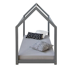 Homestyle4U Lit cabane enfant gris 80 x 160 cm gris