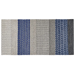 Beliani Tapis en laine à rayures bleu-gris 80 x 150 cm AKKAYA