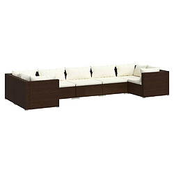 Maison Chic Salon de jardin 7 pcs + coussins - Mobilier/Meubles de jardin - Table et chaises d'extérieur Résine tressée Marron -MN50549