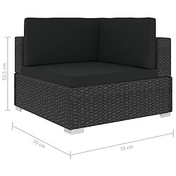 vidaXL Salon de jardin 6 pcs avec coussins Résine tressée Noir pas cher