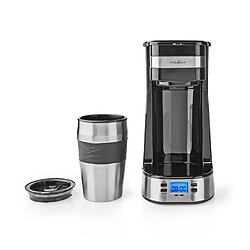 Avis NEDIS Cafetière Machine à café 1 MUG DE VOYAGE 0.42l Fonction au chaud minuterie Noir Argent