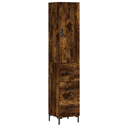 vidaXL Buffet haut Chêne fumé 34,5x34x180 cm Bois d'ingénierie