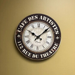 Avis L'Héritier Du Temps Horloge Murale Pendule Ronde de Cuisine ou Salon en Bois et Papier Café Des Artistes 4x34x34cm