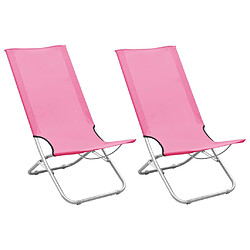 vidaXL Chaises de plage pliables lot de 2 Rose Tissu