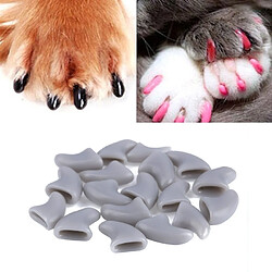 Wewoo 20 PCS Silicone Soft Cat Nail Caps / Griffe de patte de chat / Protecteur d'ongle pour animal de compagnie / Cache-ongle de chatTaille S Gris