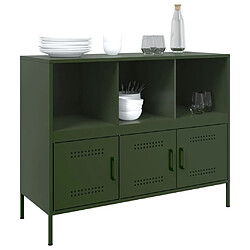 Avis vidaXL Buffet vert olive 100,5x39x79 cm acier