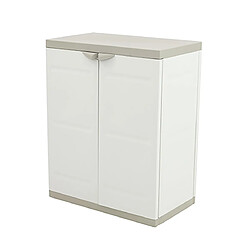 Pegane Armoire basse 2 portes intérieur/extérieur coloris beige - Longueur 70 x Profondeur 44 x Hauteur 88 cm