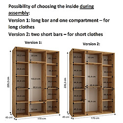 Abiks Meble Armoire DAVOS 7 À Portes Coulissantes 235,2/170/45 3 Portes pas cher