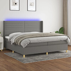 Sommier à lattes et matelas LED,Cadre à lattes de lit pour Adulte Gris foncé 200x200 cm Tissu -MN71029