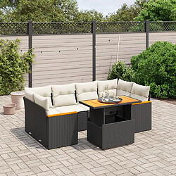 Maison Chic Ensemble Tables et chaises d'extérieur 7pcs avec coussins,Salon de jardin noir résine tressée -GKD135943