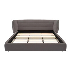 Avis Vente-Unique Lit 160 x 200 cm avec tête de lit incurvée - Tissu bouclette - Gris + Matelas - LARUMO de Maison Céphy