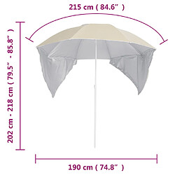 vidaXL Parasol de plage avec parois latérales sable 215 cm pas cher