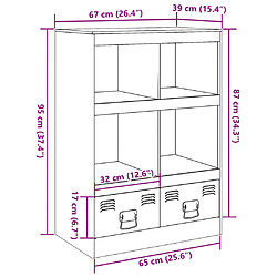 vidaXL Buffet haut blanc 67x39x95 cm acier pas cher