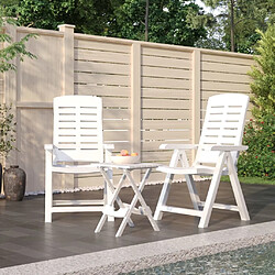 Salle à manger de jardin 3 pcs,Table et chaise à dîner Blanc Polypropylène -MN83755