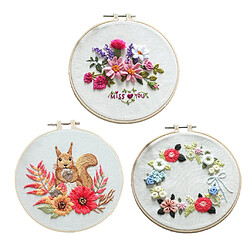 Kits De Couture Bricolage Broderie Cerceau Point De Croix Artisanat Fleur écureuil