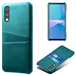 Coque en TPU + PU anti-rayures, avec deux porte-cartes vert pour votre Sony Xperia Ace 2