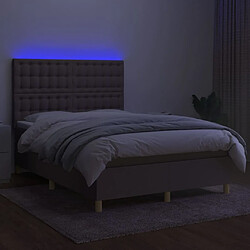 Acheter Maison Chic Lit adulte- Lit + matelas,Sommier à lattes de lit et matelas et LED Taupe 140x190cm Tissu -GKD27876