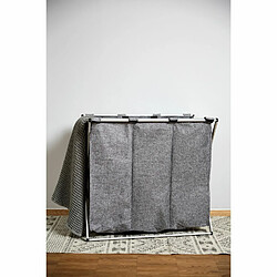 Avis WENKO Panier à linge 3 compartiments design Trio - L. 63 x H. 57 cm - Gris chiné