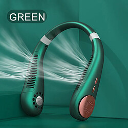 (Green) Portable Leafless Hanging Lazy Neck Fan 360 Degree