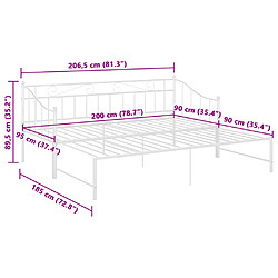 vidaXL Cadre de canapé-lit extensible sans matelas blanc 90x200 cm pas cher