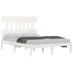 Avis Maison Chic Lit Moderne Chambre - Cadre/structure de lit pour adulte Blanc Bois massif 140x200 cm -MN87573