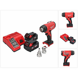 Milwaukee M18 BHG-502C Pistolet à air chaud sans fil 18 V 470 °C + 2x Batteries 5,0 Ah + Chargeur