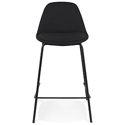 Avis Alterego Tabouret snack mi-hauteur 'BULMA MINI' en tissu noir et pied en métal noir