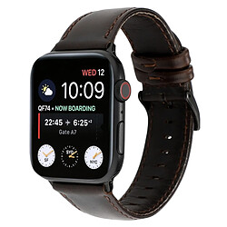 Wewoo Pour Apple Watch Series 5 & 4 40mm / 3 & 2 & 1 38mm Oil Wax Crazy Horse Texture Bracelet en cuir véritable café