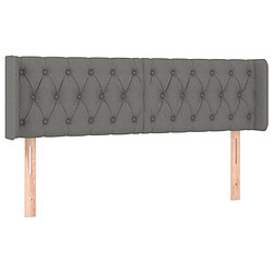 Maison Chic Tête de lit scandinave avec oreilles,meuble de chambre Gris foncé 147x16x78/88 cm Tissu -MN50867