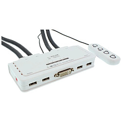 Commutateur KVM InLine® 4 ports DVI-D + USB + Audio incl. 2 jeux de câbles