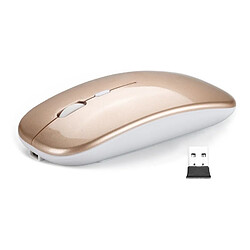 Souris sans fil dorée avec récepteur 2,4 GHz, souris optique réglable sans fil, souris rechargeable