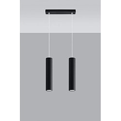 Luminaire Center Suspension LAGOS acier noir 2 ampoules