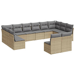 Maison Chic Salon de jardin avec coussins 12 pcs | Ensemble de Table et chaises | Mobilier d'Extérieur beige résine tressée -GKD35798