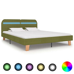 Maison Chic Lit adulte - Cadre de lit avec LED,Structure du lit Contemporain Vert Tissu 180 x 200 cm -MN82151