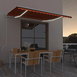 Maison Chic Auvent automatique | Store banne extérieur | Marquise capteur de vent/LED 450x300 cm Orange marron -MN27485