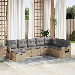 vidaXL Salon de jardin avec coussins 8 pcs beige résine tressée