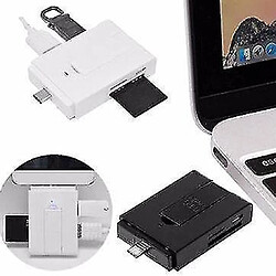 Avis Universal Type-C Dual USB 2.0 Micro USB OTG Holder Memory Memory Carte TF Carte pour téléphone mobile blanc