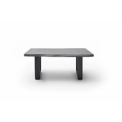 Avis Inside 75 Table basse CLAREN plateau 110 en acacia laqué gris piétement U laqué anthracite