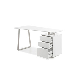 Pegane Bureau avec 3 tiroirs coloris laqué blanc mat - L150 x H76 x P67 cm